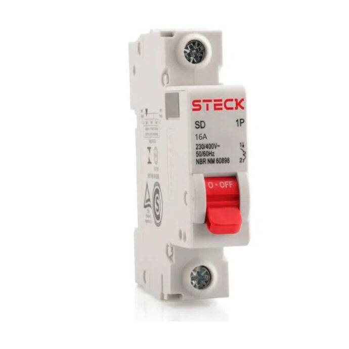 Disjuntor Mini Monopolar 16A 230/400V Curva C 6Ka Sdz SDZD61C16 Steck 004.815