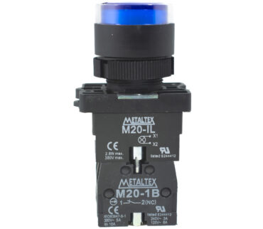 P20IGR-BL7-1C PULSADOR ILUM 22MM PLAST AZ 24V 1NA+1NF 009.556