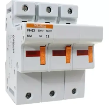 PORTA FUSIVEL 14X51MM 3 POLOS 63A FH633 I16008 103.513