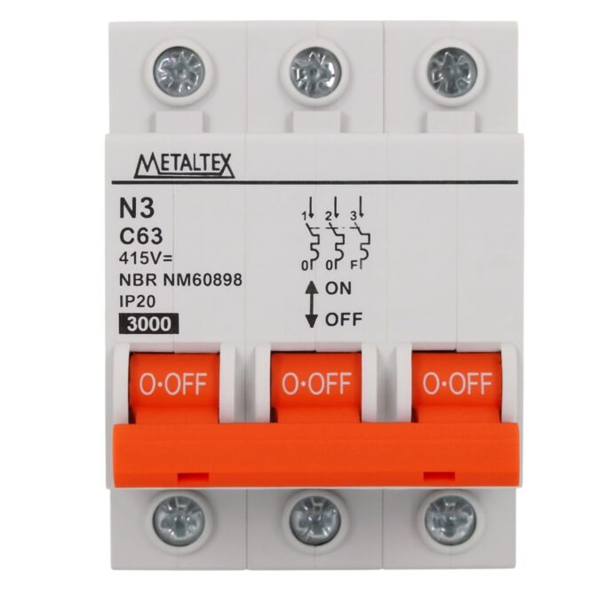 MINI DISJUNTOR 3KA 3 PÇOS CURVA C 63A N3-3C63 I18597 004.056