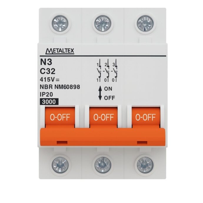 MINI DISJUNTOR 3KA 3 PÓLOS CURVA C 32A N3-3C32 I18594 004.053