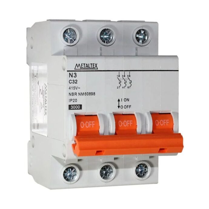 MINI DISJUNTOR 3KA 3 PÓLOS CURVA C 32A N3-3C32 I18594 004.053