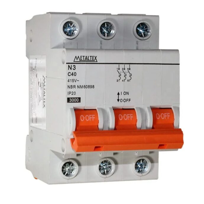 MINI DISJUNTOR 3KA 3 PÓLOS CURVA C 40A N3-3C40 I18595 004.054