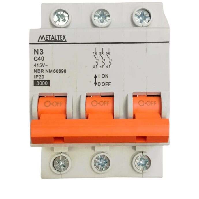 MINI DISJUNTOR 3KA 3 PÓLOS CURVA C 40A N3-3C40 I18595 004.054