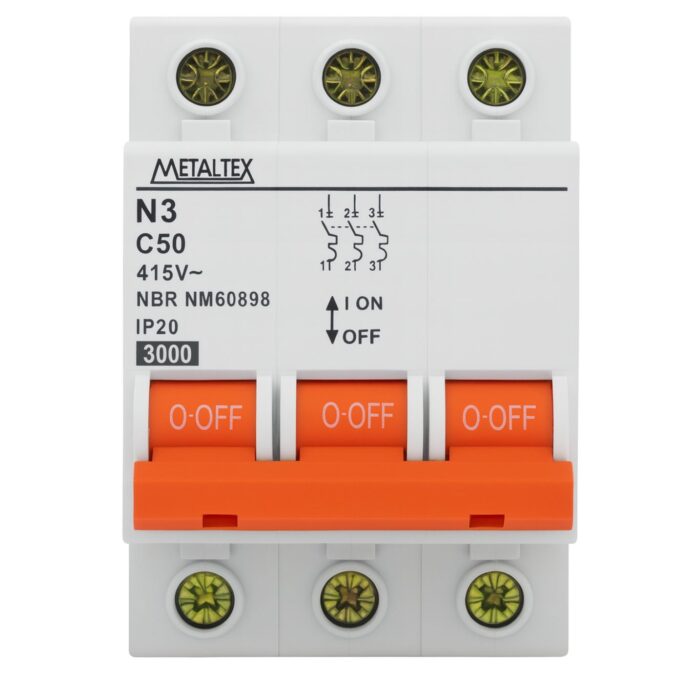 MINI DISJUNTOR 3KA 3 PÓLOS CURVA C 50A N3-3C50 I18596 004.055