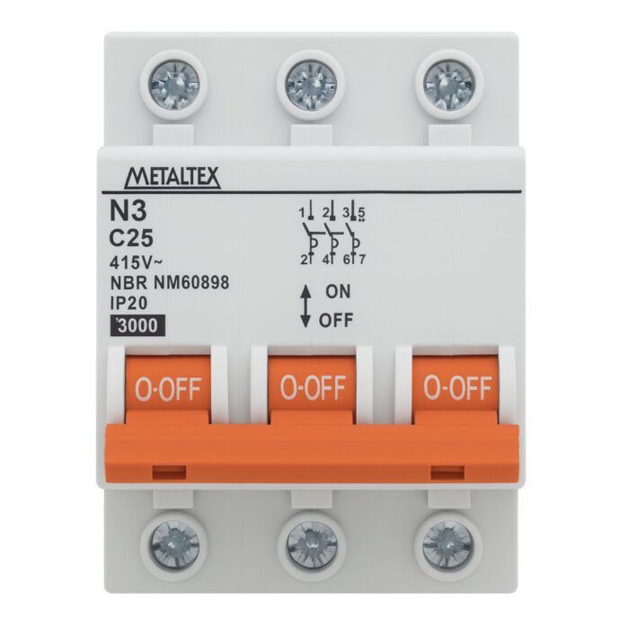 MINI DISJUNTOR 3KA 3 POLOS CURVA C N3-3C25 I18593 004.052