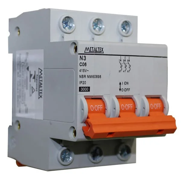 MINI DISJUNTOR 3KA 3 PÓLOS CURVA C 6A N3-3C06 I18589 004.048