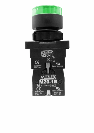 PULSADOR ILUM 22MM VD 24V 1NA+1NF P20IGR-G7-1C I23248 009.555