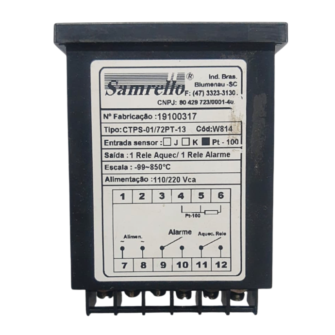 CONTROLADOR TEMP PT100 220VCA RELE-RELE CTPS-01/72PT-13 SAM 025.023