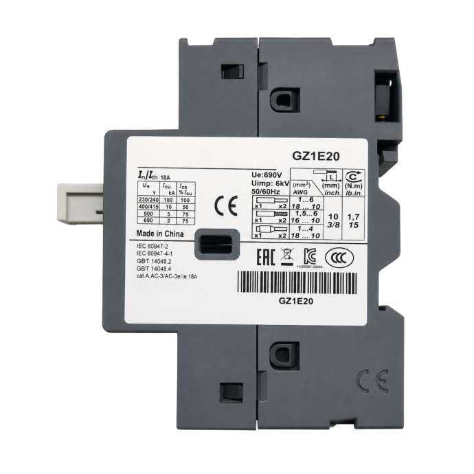 DISJUNTOR TERMOMAGNETICO TESYS GZ1E 13-1 GZ1E20 003.123