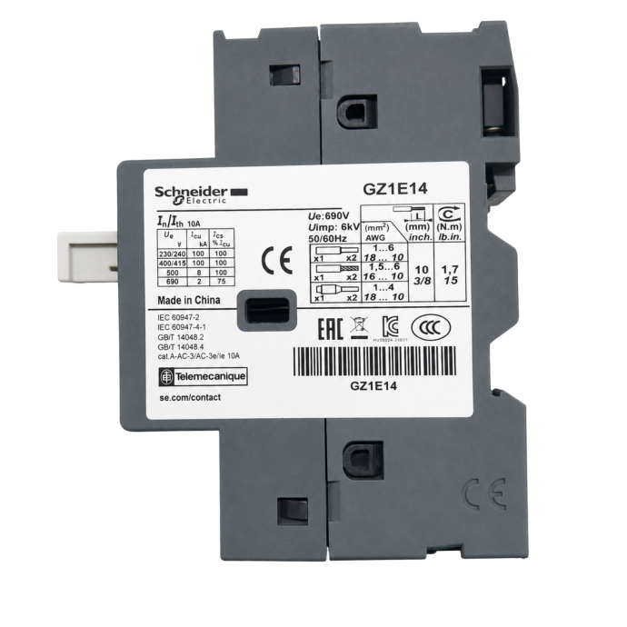 DISJUNTOR TERMOMAGNETICO TESYS GZ1E 6-10 GZ1E14 003.121