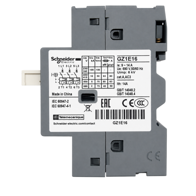 DISJUNTOR TERMOMAGNETICO TESYS GZ1E1 9-14 GZ1E16 003.122