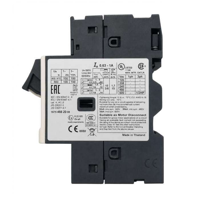 DISJUNTOR TERMOMAGNETICO TESYS GV2 0.63- GV2ME05 003.017