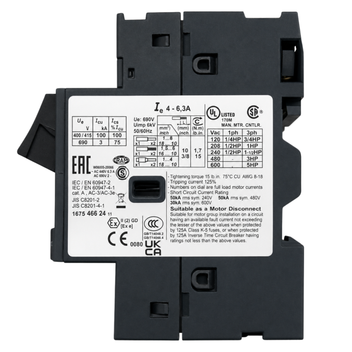 DISJUNTOR TERMOMAGNETICO TESYS GV2 4-6,3 GV2ME10 003.021