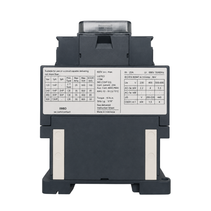 CONTATOR TRIPOLAR 9A 1NA+1NF 24VCC LC1D09BD 001.023