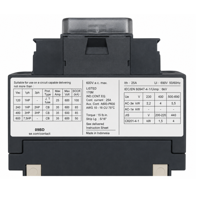 CONTATOR TRIPOLAR 9A 1NA+1NF 24VCC LC1D09BD 001.023