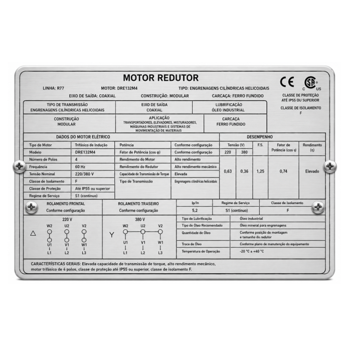 MOTOREDUTOR R77 DRE132M4 104.018